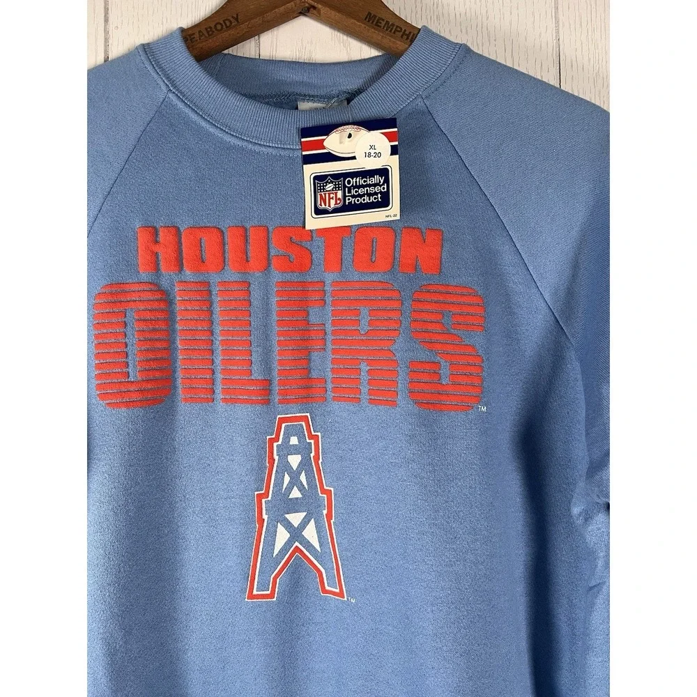 Vintage HOUSTON OILERS NFL Football Texas Youth XL DEADSTOCK USA Oil Rig 1980's